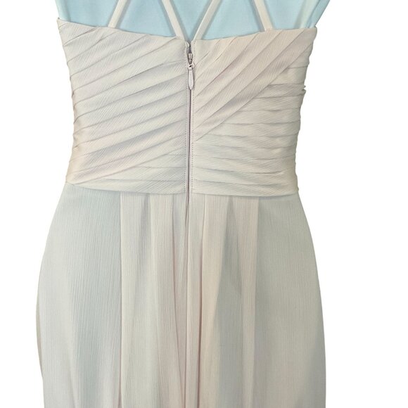 Azazie Blushing Pink A-Line Pleated Bodice Chiffon Strappy Gown 0 - Picture 7 of 14